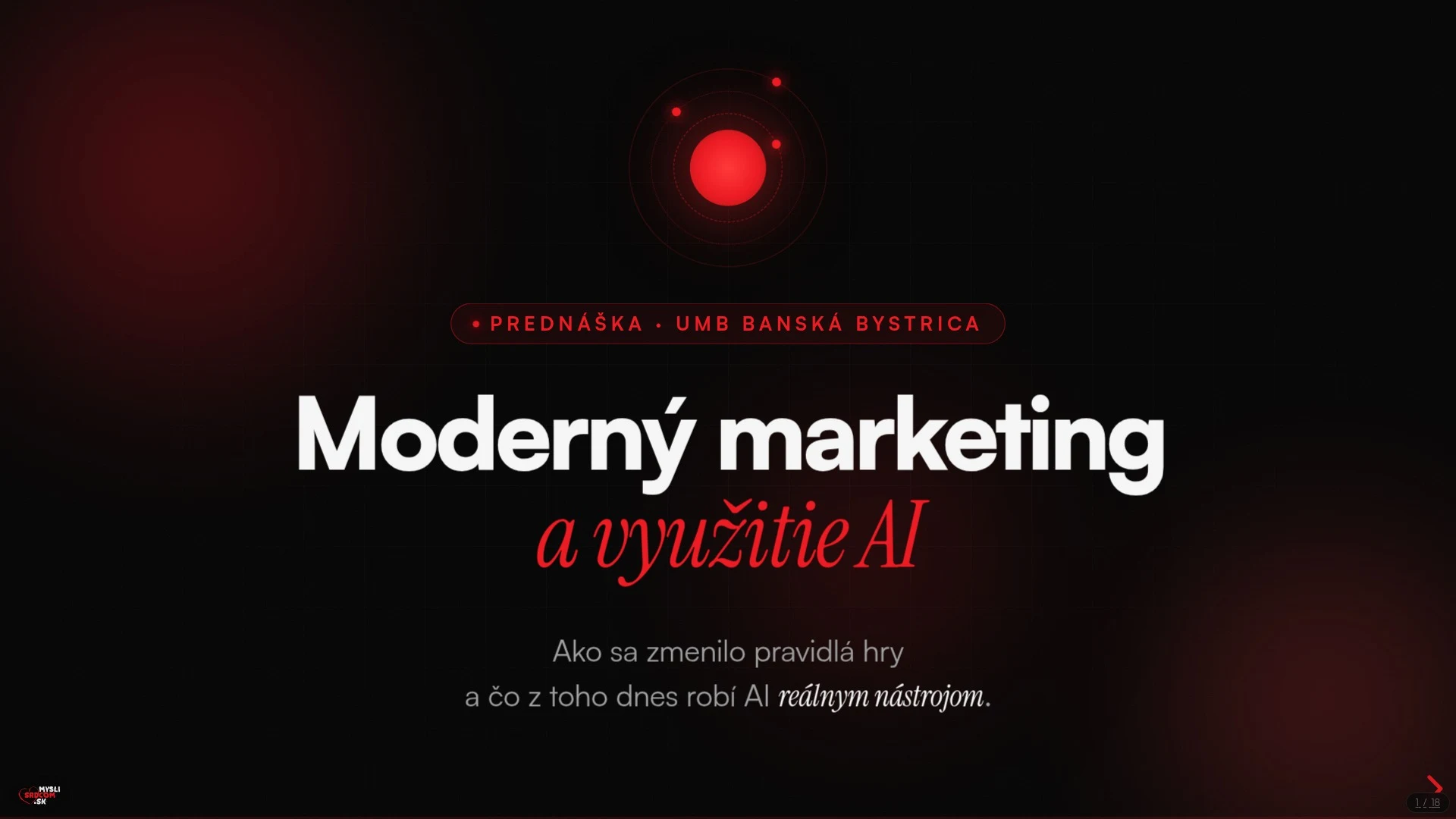 Titulný slajd: Moderný marketing a využitie AI